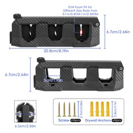 Ruppence 2-Pack Adjustable Fishing Rod Wall Mount | Heavy-Duty ABS & EVA Foam Rack with Screws/Anchors|Vertical/Horizontal Storage for Garage, Boat, Ceiling