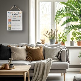 Absnfatu Mental Health Wall Decor, What You Say in Here Stays in Here Wood Signs Hanging Plaque for for Calm Down Corner School Counselor Office Therapy Office Decor, 8x10 Inch