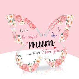 Mum Gifts Ideas for Mothers Day from Son Daughter Presents for Mum Birthday Anniversary Valentine Thanksgiving Retirement Gifts Engraved Acrylic Block Butterfly Shaped Christmas Decorations