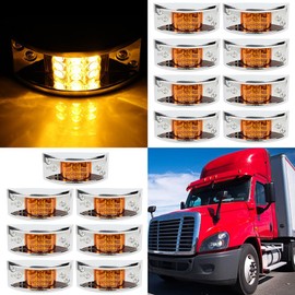 cciyu 15x 12 Led Amber Rectangular Chrome Armored-style Trailer Side Marker Light Trailer Clearance Light Side Marker Light For Freightliner Argosy 2000 2002 2004 For Freightliner Truck, Trailers