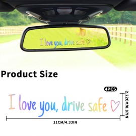 I Love You Drive Safe Rearview Mirror Sticker,4PCS Rear View Mirror Sticker, Drive Safe I Love You is a Great Gift to Express Your Love to Your Significant Other or Family