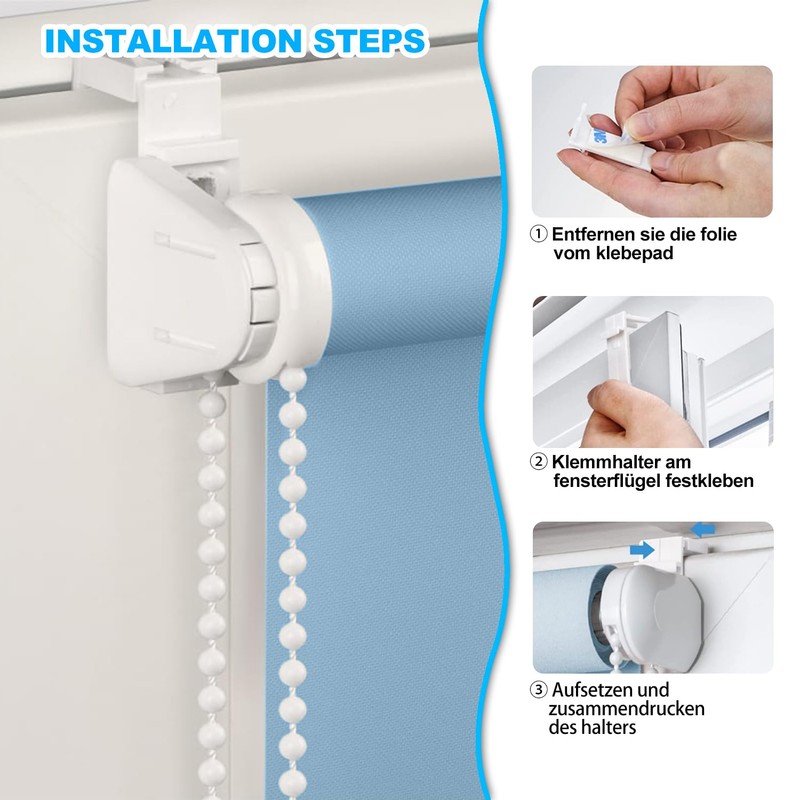 Clamp support for double roller blind, 8 pieces, roller blind
