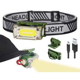 LHQOO LED Headlamp Rechargeable Head Lamp with 5 Modes - Camping Headlamps for Camping & Hiking Gear Essentials, IPX4 Waterproof Headlight Flashlight with Red Light(Green)