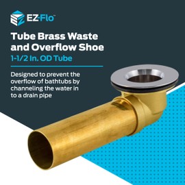 EZ-FLO Bath Waste and Overflow Shoe, 1-1/2 Inch Overflow Shoe, Brass Shoe, 35224