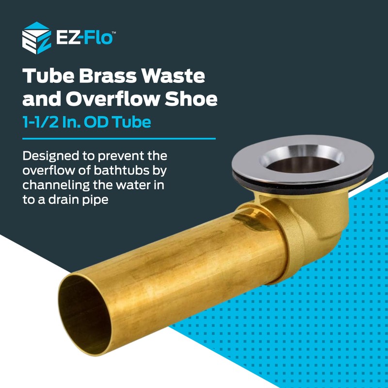 EZ-FLO Bath Waste and Overflow Shoe, 1-1/2 Inch Overflow Shoe,