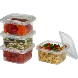 Decony 32 oz 25 Pc. Square Clear Deli Containers with Lids Disposable BPA Free Square Plastic Food Storage Containers with Lids Airtight for Meal Prep Take Out Kitchen