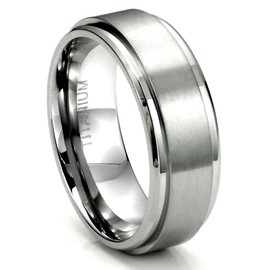 Metal Factory Sz 11.5 Men's Titanium 8MM Flat High Polish/Brush Finish Wedding Band Ring