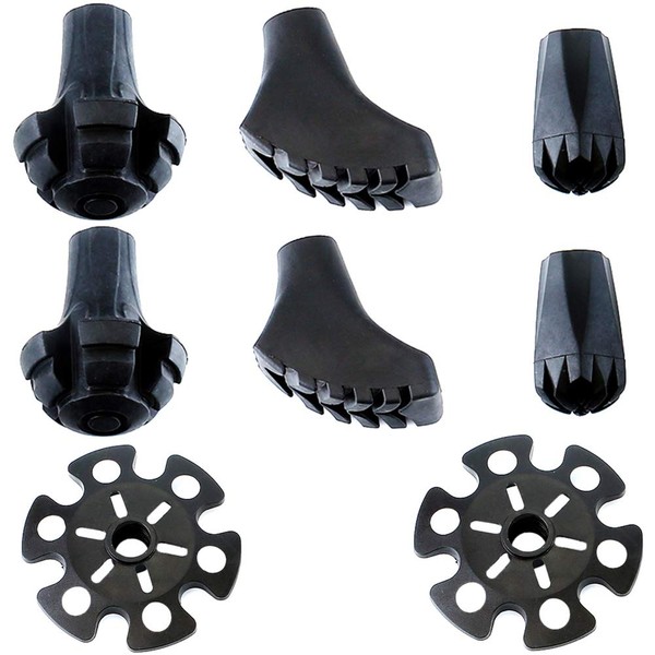 Replacement Rubber Tips Set for Trekking Poles-4 Paris Heavy-Duty Durable Feet Paws Tips Snow Baskets for Hiking Poles/Walking Sticks