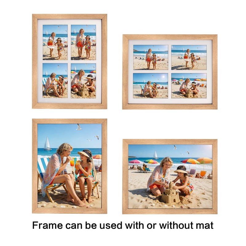 5x7 Collage Picture Frame,Fits 4 5x7 Photos,Engineered Wood-Natural Oak