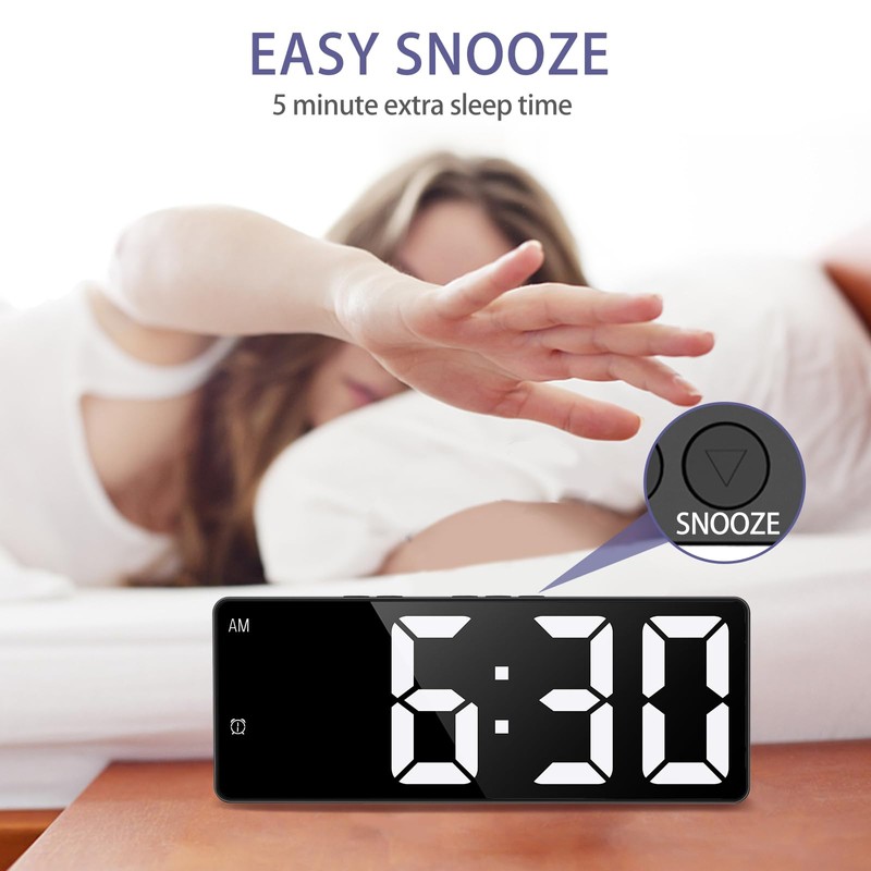 OQIMAX Digital Alarm Clock LED Display Alarm Clock Bedroom Electronic