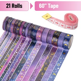 Mr. Pen- Washi Tape Set, 21 Rolls, Outer Space Design, Decorative Tape with Measure Tape, Washi Tapes, Scrapbook Tape, Scrapbook Washi Tape for Journaling, Craft Tape, Washy Tape, Washy-Tape