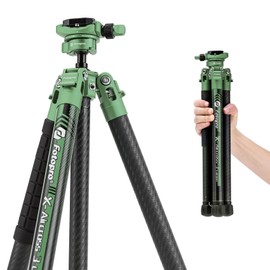 Fotopro Carbon Fiber Tripod 51 Inch 360 Degree Ball Head Quick Release Plate Lightweight Camera Tripod for Travel Tripod Folded Height Only 13.9",Max Loads up to 17.6lbs,Green