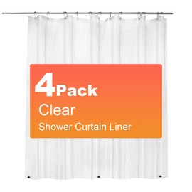 ZEMAHOME 4 Pack PEVA Plastic Shower Curtain Liner Premium Light Weight 72" x 72" Clear Bathroom Shower Showroom Curtain Liner with Rustproof Metal Gromments and Weighted Magnet