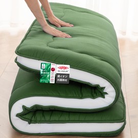 Auemtyn Japanese Floor Mattress, Japanese Futon Mattress, Foldable & Portable Shiki Futon (shikibuton), Roll Up Thicken Sleeping Mattress Tatami Mat Sleeping Pad for Camping (Green, 54 x 80)