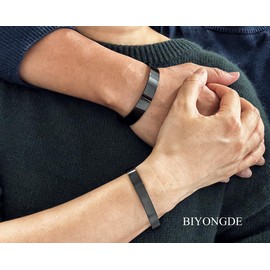 BIYONGDE 2 PCS Couples Black cuff bracelet Solid Minimalist Bangle Bracelet designed for men women couples lovers