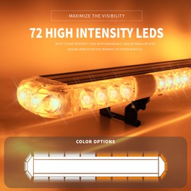 BooYu 45 Inch Amber/White Roof Top Traffic Advisor Emergency Strobe Lights Bar w/Controller Double Side Warning Safety Flashing Light for Construction Vehicles Towing Work Trucks Snow Plow (W/W/Y/Y)