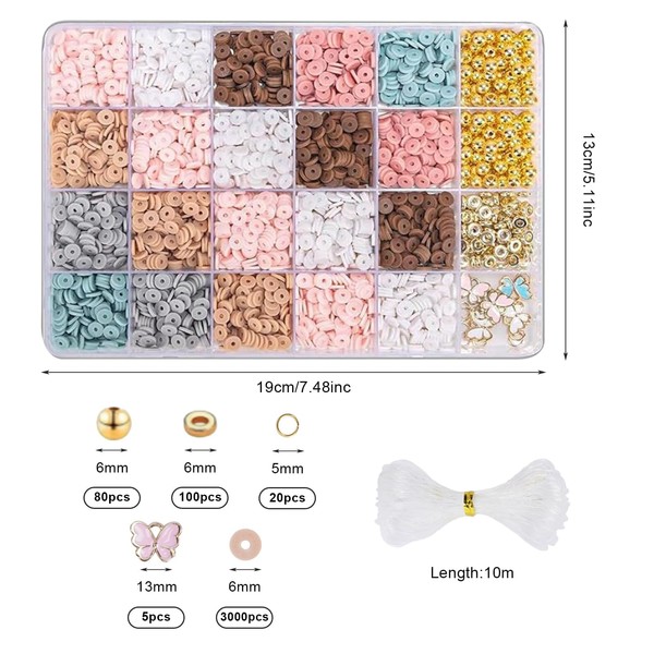 Minnhua 3205 Pieces Beads for Bracelets Clay Beads Set Clay