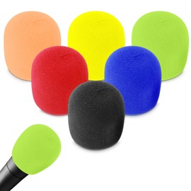 Prasacco Pack of 6 Microphone Wind Protection, Colourful Microphone Cover, Universal Foam Microphone Cover, Reusable, Hand-Washable, Microphone Wind Protection for KTV Stage Performance, Family Party