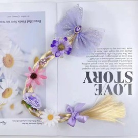 ISABELLA MOON Kids Girls Toddlers Blue Elsa Ponytail Hair Extension Party Hair clips Snowflake Crown Headband Hairband Costume Dress up Braided Wigs (Rapunzel Ponytail)