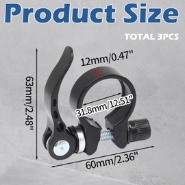 Bike Seat Clamp – 31.8mm Aluminum Alloy Quick Release Clamp + Lightweight 40.1g + Rust-Resistant + Secure Locking + Fits 27.2/28.6mm Seat Posts – for Road, Mountain & Folding Bikes