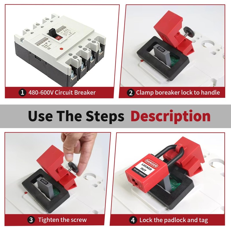 HiLKCO Circuit Breaker Lockout Device, 4 Pack 480/600V Clamp-On Universal