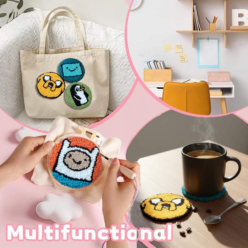 Siqinam Adventure-Time Punch Needle Kit-4 Pack Adventure Crochet Series Themed