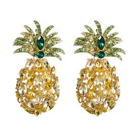 Pineapple Fruit Earrings, Bohemian Pineapple Dangle Earrings for Women, Green Leaf Pineapple Statement Earrings Pineapple Boho Jewelry, Tropical Fruits Pineapple Drop Earrings for Girls