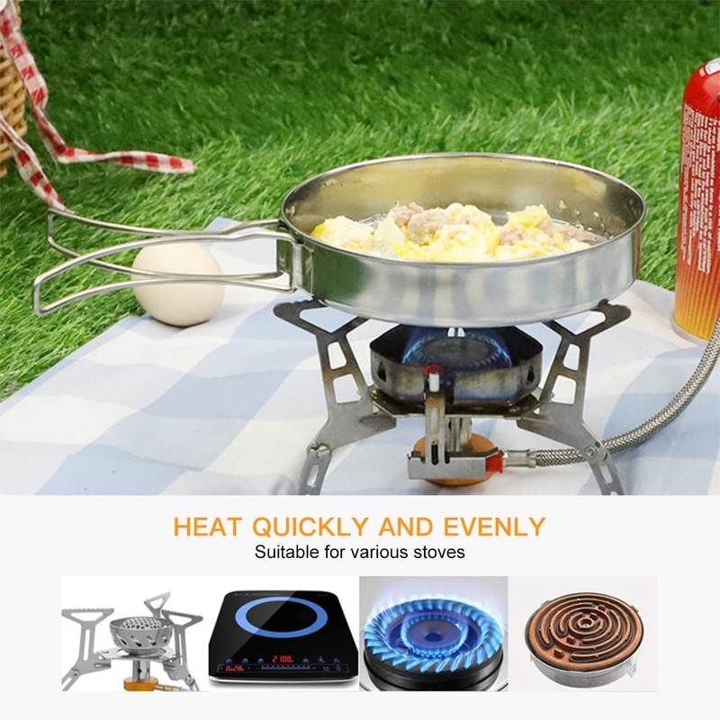 Lixada Camping Cookware Set 4-Piece Stainless Steel Camping Pot Compact