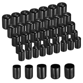 sourcing map 50pcs Round Rubber End Caps Protective Caps 10mm 11mm 12mm 13mm 14mm Black Screw Thread Protectors