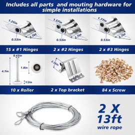 Lounsweer 117 Pcs Garage Door Rollers Hinges Set Bracket Screw Wire Rope Replacement Parts Nylon Garage Wheels Quiet High Load 6200RS Seal Roller Hardware Tune Up Kit for 16 x 7", 18 x 7" Door(White)