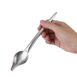 FDIT Drizzling Spoon, Stainless Steel Drizzle Spoon with Tapered Spout Drawing for Decorating Plate (L)