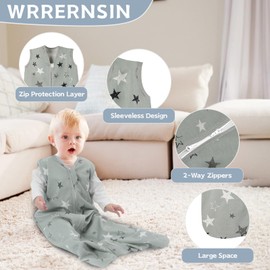 Wrrernsin Baby Sleep Sack 6-12 Months,100% Cotton TOG 0.5 Wearable Blanket for Boys and Girls, 3 Pack 2-Way Zipper Lightweight Sleeping Bags for Toddler Newborn Infant