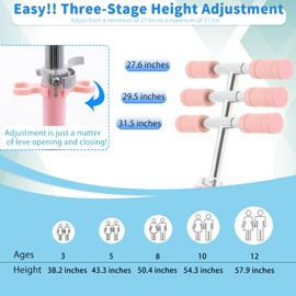 TEMBOOM Scooter Kids Scooter Toddler Scooter, Scooters for Kids 3~14, Light up LED Wheels Toys for Kids, Adjustable Handlebar, Foldable Scooter for Kids, Pink