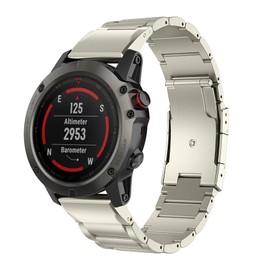 MaKTech Titanium Band for Garminn, 22 mm Quick Release Metal Bracelet with Turtle Buckle, for Garmin Fenix 8 47 mm/7/7 Pro/6/6 Pro/5/5 Plus (Titanium)