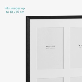 Navaris Picture Frame for 6 Photos - Collage Photo Frame for Wall - Multi Aperture Wall Hanging 6-Photo or Postcard Frame for 6x4 (10x15cm) Pictures
