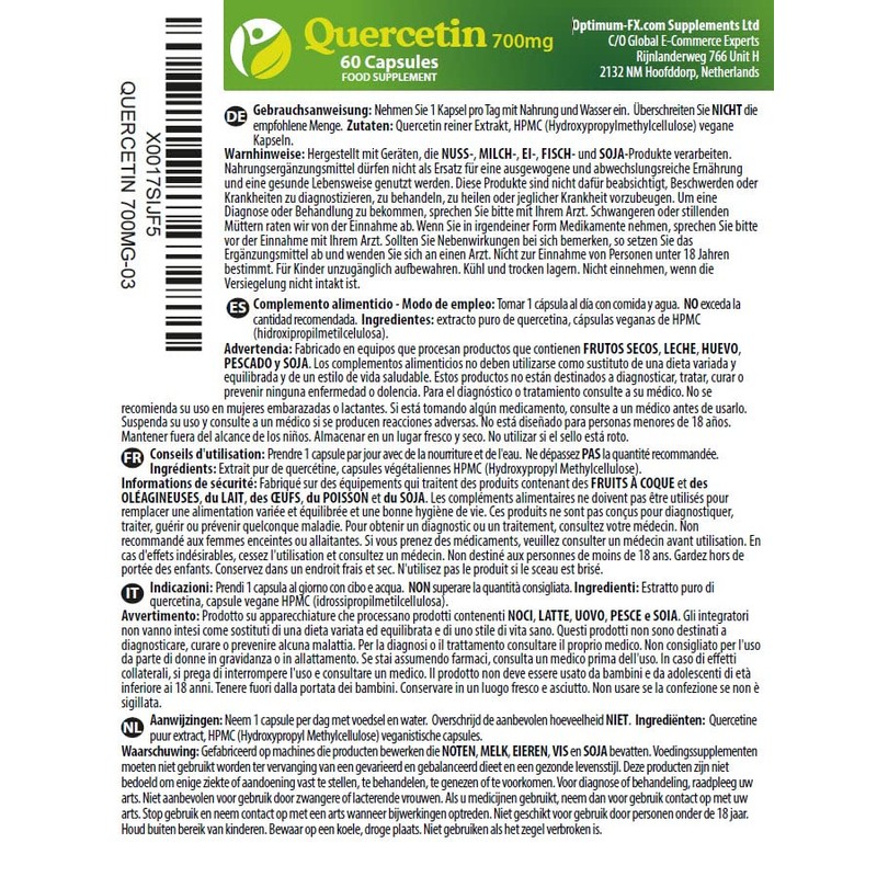 Quercetin 700mg Capsules Not Tablets High Strength Naturally High in