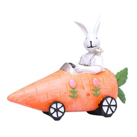 Fenteer Easter Bunny Decoration, Rabbit Statue, Bunny Figurine, Tabletop Decor Sculpture Easter Decoration for Office, Indoor, Carrot