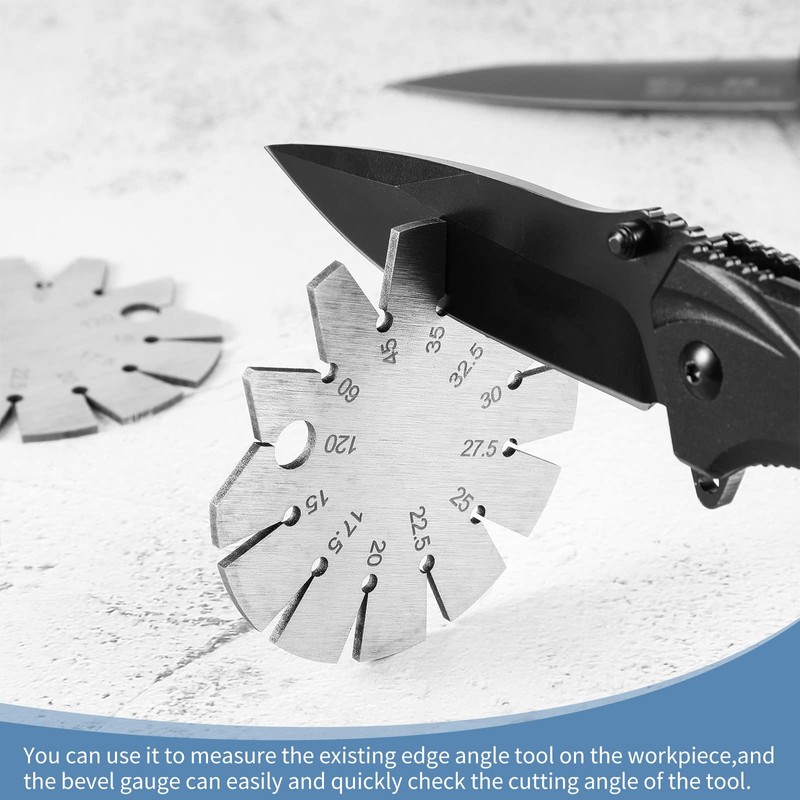 2 Pieces Stainless Steel Bevel Gauge Axe Angle Gauge Round