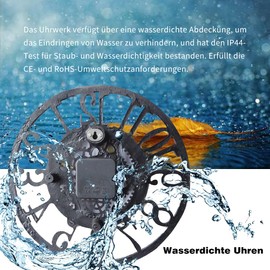 Large Outdoor Retro Garden Clock, Weatherproof Bathroom Clock, Large Vintage Decorative Ornamental Wall Clock with no ticking device, Modern Clock