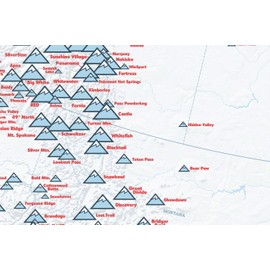 North America Ski Resorts Map 24x36 Poster (White & Light Blue)