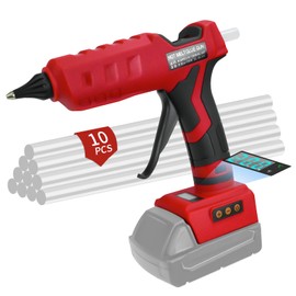 Cordless Hot Glue Gun for Milwaukee 18V Battery, 100W LED Digital Wireless Glue Gun with 10 Glue Sticks, Handheld Heavy Duty Glue Gun for DIY, Craft(No Battery）