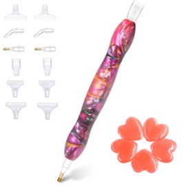 Diamond Art Pen, Diamond Painting Pen, Diamond Art Painting Accessories Tool Kit Drill Pen ,5D Resin Diamond Painting Drill Pen Stylus Tips Multi-Placers Heads and Wax Clay Glue Sparkling Fuchsia