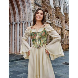 Scarlet Darkness Corset Tops for Women Renaissance Overbust Floral Bustier Bodice Apricot Floral Size 6