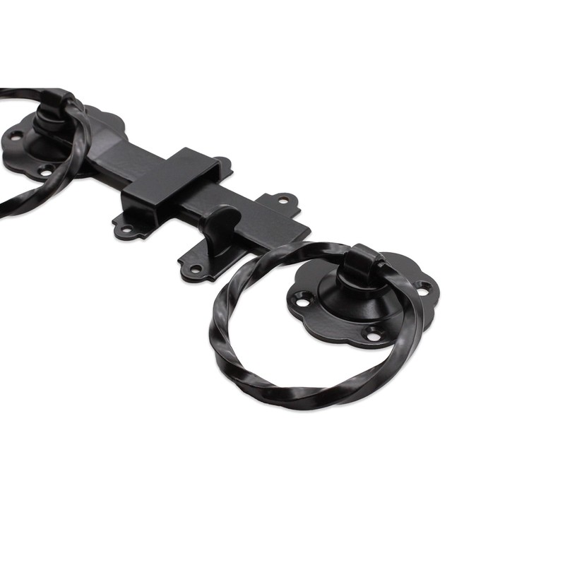 Heavy Duty Epoxy Black 6" 150mm Twisted Ring Gate Latch