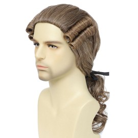 Judge Colonial Wig for Men Funny Crazy Wigs Washington Halloween Costume Cosplay Party Wigs (Light Brown)
