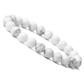 Gemstones Crystal Stretch Beaded Bracelet Unisex (White, One Size)