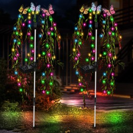 Solar Garden Lights Outdoor Decorative Waterproof, 69LED Swaying Tree Solar Lights for Outside, Butterfly Flower Lights Solar Power Yard Decor for Pathway Patio Lawn Party Decorations