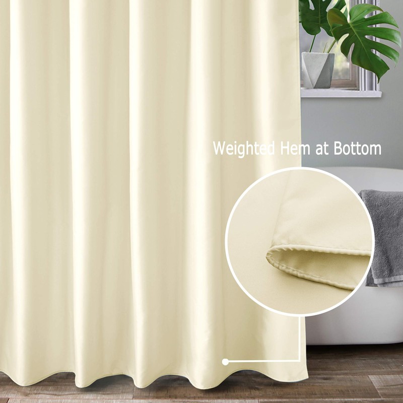 AooHome Extra Long Fabric Shower Curtain, Polyester Solid Shower Curtain
