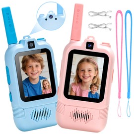 Aooess Dual Camera Video Walkie Talkies for Kids: Long Range Rechargeable with Dual Cameras, Outdoor Camping Games, Birthday Gifts for Boys and Girls Age 3-8