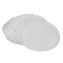 Ponpong 13.7 Inch Round Plastic Serving Trays Platters, White, 6 Packs